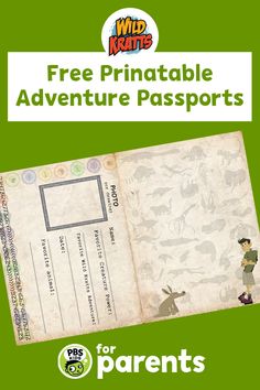 an open book with the title free printable adventure passport for parents on it's cover