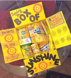 a box of sunshine snacks sitting on top of a table