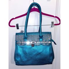 New With Tags Bright Shimmery Blue Handbag With Lots Of Rhinestone Embellishments. Measurements: 12 Inches Across 10.5 Inches Top To Bottom Blue Embellished Shoulder Bag For Party, Elegant Blue Embellished Shoulder Bag, Blue Embellished Bag For Everyday Use, Blue Rectangular Embellished Shoulder Bag, Marc Jacobs Purse, Mesh Backpack, Purse Boutique, Blue Handbag, Orange Backpacks