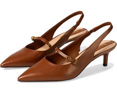 Franco Sarto Khloe Pointed Toe Slingback Kitten Heel | Zappos.com Brown Kitten Heels, Business Casual Heels, Brown Kitten, Work Pumps, Shoes Inspiration, Tawny Brown, Fun Shoes, Chic Heels, Low Heel Pumps