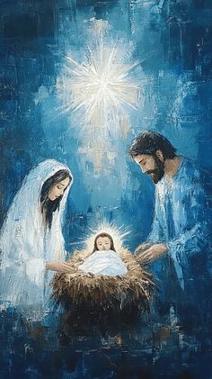 a painting of the birth of jesus