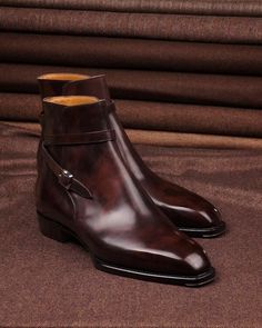 Dark Brown Museum Calf Jodhpur Boots on Storenvy Strap Boots, Gents Shoes, Quality Leather Boots, Jodhpur Boots, Gentleman Shoes, Custom Design Shoes, Bespoke Shoes, Best Shoes For Men, Boot Straps