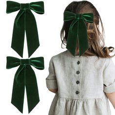 PRICES MAY VARY. SUPER CUTE VELVET BOWS-- The 2PCS Green fall velvet hair bows are so cute, made with very high quality velvet fabric tied in a bow approximately 5" across and will work for many more years, not too small or too big. HIGH QUALITY VELVET FABRIC-- The soft touch velvet hair bow are made with very high quality velvet fabric. 100% HAND-MADE-- soft velvet hair bows clips for little baby girl, could be used to dress up your girls outfit Comfortable wear feeling-- have no worry of missi Velvet Hair Bows, Girls Hair Clips, Bows Hair, Toddler Bows, Velvet Hair, Ribbon Hair Bows, Alligator Clips, Hair Clips Girls, Ponytail Holder