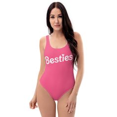 Introducing our Besties Bathing Suit, the perfect swimsuit for you and your best friend! Great for wedding party or bachelorette party matching fun. Also can get mommy and me matching with our matching kids and youth Besties bathing suits! This fun and playful swimsuit features a matching design that is sure to make a statement wherever you go. Made from high-quality materials, our Besties Bathing Suit is both comfortable and durable, so you can enjoy your day at the beach or pool without any worries. The swimsuit features a stylish and trendy design with the word "Besties" written in bold letters across the chest. The matching design is perfect for taking cute photos with your best friends and showing off your friendship to the world. The swimsuit is available in various sizes, so you and Bachelorette Party Beachwear Swimwear For Summer, Beachwear Swimwear For Bachelorette Party In Summer, Summer Beachwear For Bachelorette Party, Beachwear For Bachelorette Party In Summer, Pink Fitted Swimwear For The Pool, Pink Fitted Swimwear For Pool, Fitted Pink Swimwear For The Pool, Fitted Pink Swimwear For Pool, Fitted Swimwear For Bachelorette Party Beach Season