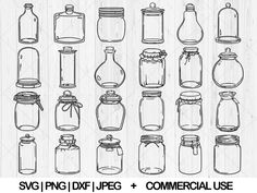 mason jars with lids and ties svg files for cricut or silhouette cutting