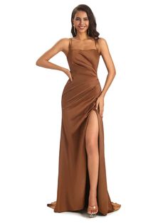 Sexy Soft Satin Side Slit Spaghetti Straps Sheath Floor-Length V-Neck prom Dresses- ChicSew Cute Wedding Guest Dresses, Summer Gowns, Prom Dress With Train, Bridesmaid Dresses Uk, Mermaid Bridesmaid, Prom Dresses Long Mermaid, Dress Graduation, Mermaid Bridesmaid Dresses, Formal Evening Dress