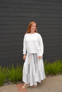 Embrace timeless elegance with the Darcy Long Skirt in Sea Salt 🌊. Fit: Designed with a comfortable elastic waistband and a flowing, tiered silhouette for a flattering fit. Feature: Made from soft and breathable Turkish Cotton fabric in a serene sea salt hue, perfect for beachy, boho vibes. Why We Love It: Its versatile design and calming color make it an ideal choice for both casual and chic looks. Handcrafted with love in the Carolinas! Each piece is truly one-of-a-kind, made with sustainable Breezy Tiered Maxi Skirt, Cream Tiered Beach Skirt, Non-stretch Tiered Skirt For Beach, Casual Non-stretch Maxi Skirt For Beach, Non-stretch Tiered Beach Skirt, Beach Poncho, The Carolinas, Beachy Boho, Striped Bags