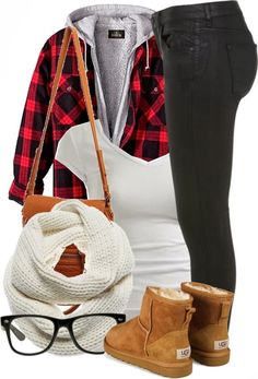 Winter Outfit.. can't even tell you how much I want this flannel. It looks so warm! Taller uggs Pastel Outfit, Skagen, Looks Chic, Mode Inspiration, Polyvore Outfits, College Outfits, Fall Winter Outfits, Outfits Casuales, Street Style Women