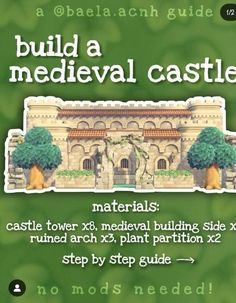 an advertisement for a medieval castle with instructions on how to build it and what to do