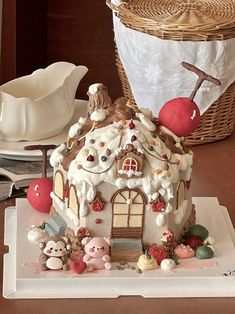 there is a cake that looks like a house