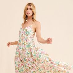 Feminine A-line Maxi Dress For Day Out, Breezy A-line Spring Dress, Feminine Midi Sundress For Day Out, Feminine Midi Length Sundress For Day Out, Spring Garden Party Sundress Maxi Dress, Spring Garden Party Sundress, Floral Midi Sundress For Daywear, Spring Midi Sundress For Brunch, Spring Midi Length Maxi Dress