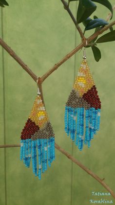 These handmade earrings are made of high-quality Czech beads and strong synthetic thread.In these unique earrings I use my author's scheme . Someone will see on the earrings of mountain, sun, sky, river, see, wave, seagull. They are elegant, fashionable, and highly versatile, suitable for everyday wear. Color: grey,yellow,blue,braun,white,beige. Copy without my permission is prohibited I will make for you in the right and favorite color 100% hand made with love! Measurements: Length with hook -9 Artisan Multicolor Beaded Earrings For Gift, Unique Handmade Beaded Earrings For Festivals, Handmade Artistic Earrings With Round Beads, Artistic Handmade Earrings With Round Beads, Unique Colorful Round Bead Earrings, Handmade Artsy Dangle Earrings, Unique Multicolor Beaded Earrings As Gift, Unique Multicolor Round Bead Earrings, Artsy Multicolor Beaded Earrings As Gift