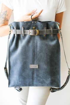 Gray Leather Backpack, Convertible Backpack Purse, Large Leather Backpack, Women Laptop Backpack, Suede Bag Daily Use Backpack With Leather Handles As Shoulder Bag, Everyday Backpack With Detachable Handle, Leather Backpack With Detachable Handle, Travel Bucket Bag With Detachable Handle And Backpack Shape, School Bag With Detachable Handle In Leather, Leather Backpack With Removable Pouch, Everyday Leather Backpack With Rectangular Shape, Everyday Leather Rectangular Backpack, Versatile Rectangular Backpack With Leather Handles