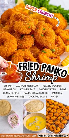 fried panko shrimp with dipping sauce and corn on the cob, ready to be eaten