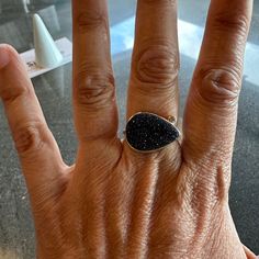 A Beautiful Jamie Joseph Ring Sterling & 14k Gold Black Drusy & Diamond Ring Size 7 In Perfect Condition, Have Only Worn It Once And It Just Isn't For Me. Jamie Joseph Jewelry, Ring Size 7, Womens Jewelry Rings, Sterling Ring, Gold Black, Diamond Ring, Ring Size, Size 7, Women Jewelry