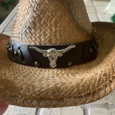 Beautiful Handmade Hat. Leather Band Around The Base. With Silver Decor. 7” X 6 1/2” Inside Circumference. Silver Decor, Handmade Hat, Hobbies And Crafts, Leather Band, Kids Accessories, Accessories Hats, Hobbies, Cowboy, Band