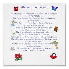 mothers poem with flowers and hearts on white background poster prints, canvases or wall hangings