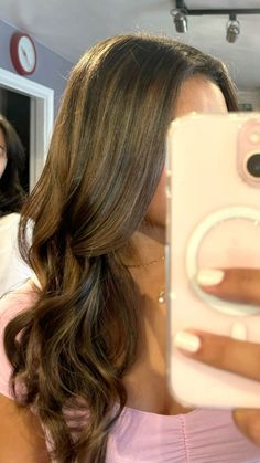 hair inspo ! High Light On Brown Hair, Chocolate Brown Balayage Money Piece, Highlights On Morena, Dyed Hair For Filipinos, Brown Hair Full Head Highlights, Brown With Partial Highlights, Few Blonde Highlights On Brown Hair, Red Brown Highlights In Brown Hair, Light Brown Partial Highlights