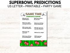 a printable game time party game for the super bowl, with instructions to play