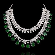 Elegant Festive Emerald Necklace, Hand Set Cubic Zirconia Emerald Necklace For Party, Hand Set Emerald Necklace With Cubic Zirconia For Party, Hand-set Cubic Zirconia Emerald Necklace For Party, Party Crystal Emerald Necklace Hand Set, Dazzling Emerald Necklace With Diamonds For Parties, Formal Festive Emerald Necklace, Festive Formal Emerald Necklace, Formal Festive Emerald Jewelry Sets