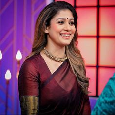 Nayanthara Hairstyle, Plain Clothing, Keep Me Stylish, Maroon Saree, Indian Sari Dress, Indian Saree Blouse, Plain Saree, Simple Sarees