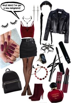 Maze Outfits From Lucifer, Autumn Goth Outfits, Mazikeen Outfits, Nana Core, Soft Alt, Dark Outfit, Highschool Outfits, Cherry Girl, Crystal Witch