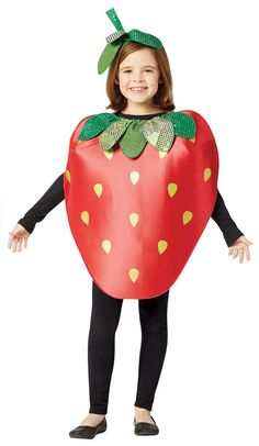 Strawberry Fancy Dress For Kids, Strawberry Costume Diy, Strawberry Halloween, Strawberry Costume, Strawberry Outfit, Fruit Costumes, Carnival Crafts, Food Costumes, Diy Kostüm