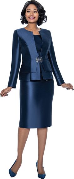 Terramina 7990 3 piece Skirt Suit Colors: Black, Gold, Navy, Red, Silver, White Sizes: 8, 10, 12, 14, 16, 18, 20, 22, 24 Dress Suits For Women Classy, Suit Colors, Layer Jacket, Braiding Styles, Women Church Suits, Fancy Suit, Church Suits, African Hair, Dresses Classy