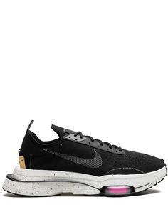 black/white perforated detailing almond toe front lace-up fastening logo-embossed tongue logo pull-tab at the heel signature Swoosh logo detail chunky rubber sole Swoosh Logo, Air Zoom, Nike Air Zoom, Pull Tab, Sneakers Black, Nike Shoes, Rubber Sole, Nike Air, Almond