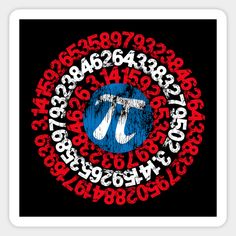 the pi symbol is surrounded by letters and numbers in red, white, and blue