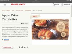 the website for trader joe's has an image of apple tartels on it