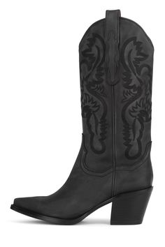 Jeffery Campbell Dagget Cowboy Boots // Black Black Boots Cowboy, Cowboy Boots Heels, Black Cowboy Boots Women, Heeled Cowboy Boots, Cowboy Boots Black, Black Western Boots, Black Cowgirl Boots, Jeffrey Campbell Boots, Cowboy Chic