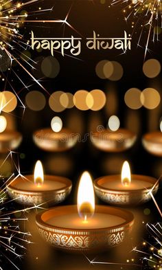 happy diwali background with lit candles and sparkles royalty illustration