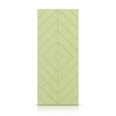 a green door with an arrow pattern on the front and back side, against a white background