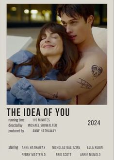 the idea of you movie poster with an image of a man and woman hugging each other