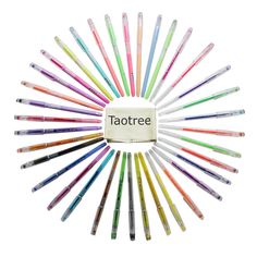 an assortment of different colored pens in a circle with the word tatotree on it