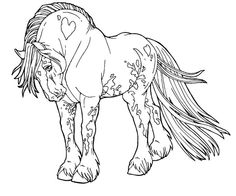 a drawing of a horse with hearts drawn on it's face and manes