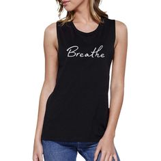 Don't miss the Breath Muscle Tee!! Unique Summer Outfits, Graphic Muscle Tee, Unique Outfit, Muscle T Shirts, Yoga Tshirt, Muscle Tank Tops, Muscle Tee, Muscle Women, Striped Tank Top