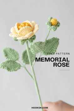 a crocheted flower with the words free pattern memorial rose