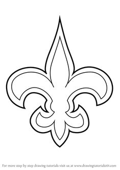 the new orleans saints logo is shown in black and white, as well as an outline for