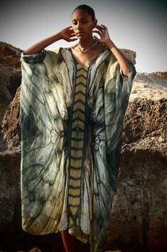 Freya Ashtanga Kaftan Mona, Image Ombre Palette, Designer Resort Wear, Silk Cape, Raffia Crochet, Goddess Gown, Athena Goddess, Silk Kaftan, Elegant Drapes, Gem Necklace