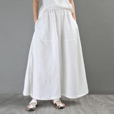 Denim Palazzo Pants, Denim Palazzo, Linen Pants White, Trousers Linen, Long Linen Pants, White Wide Leg Pants, Linen Drawstring Pants, Plaid Trousers, Wideleg Pants