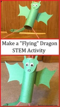 a paper roll dragon craft with the words flying dragon craft on it's side