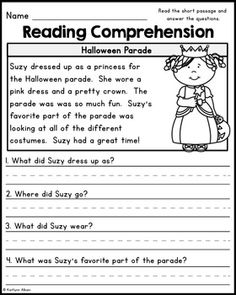 reading worksheet for halloween with the words reading compresion and an image of a