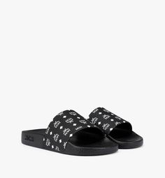 W Monogram, M Monogram, Nike Benassi, Black Slippers, Women Slides, Outdoor Play Equipment, Monogram Prints, Mcm Logo, Womens Slides