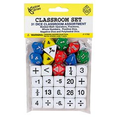 a pack of dices with numbers on them