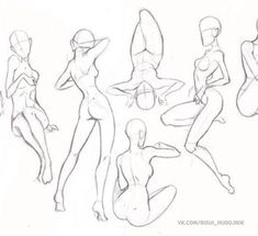 a line drawing of different poses and body shapes