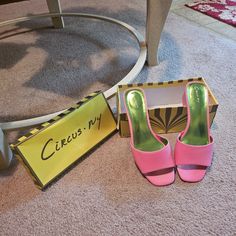 Designer Sam Edelman's Pretty Vibrant Pink Watermelon Sandals. Beautiful Designer Low-Heel With A Vibrant Green Color Footbed Lining. The Shoes Are In The Original Box And Price Tag. Brand New Never Been Worn. Green Slip-on Heels For Summer, Pink Slip-on Heels With Heel Strap, Fun Summer Sandals For Party, Fun Summer Party Sandals, Pink Casual Sandals With 4-inch Heel, Casual Pink Sandals With 4-inch Heel, Pink Heels With Heel Strap For Summer, Fun Pink Sandals For Summer, Fun Open Toe Spring Sandals