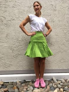 Lime green pleated skirt Fitted A-line Tennis Skirt For Spring, Fitted A-line Skort For Spring, Green A-line Bottoms For Spring, Green A-line Spring Bottoms, Flowy Tiered Mini Skirt With Pleated Waist, Fitted A-line Skort, Green Stretch Skirt For Summer, Fitted Solid Color Tiered Mini Skirt, Summer A-line Skirt With Accordion Pleats