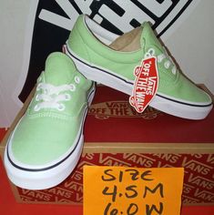 Brand New Authentic Vans With Box And Stickers Attached Same Day Shipping 100% Original Save On Bundles Vans Green Slip-on Skate Shoes, Green Vans Slip-on Skate Shoes, Green Slip-on Vans Skate Shoes, Green Skate Shoes With Laces For Spring, Green Skate Shoes For Spring, Green Spring Skate Shoes, Green Round Toe Skate Shoes For Spring, Green Lace-up Skate Shoes For Spring, Vans Green Round Toe Sneakers